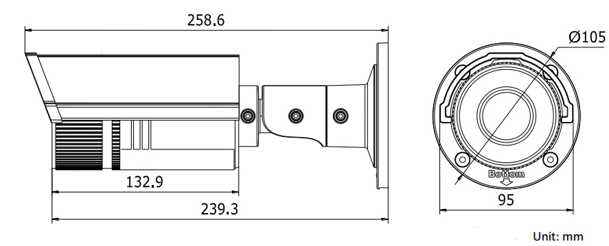 DS-2CD2642FWD-I / DS-2CD2642FWD-IS - Wymiary kamery sieciowej.