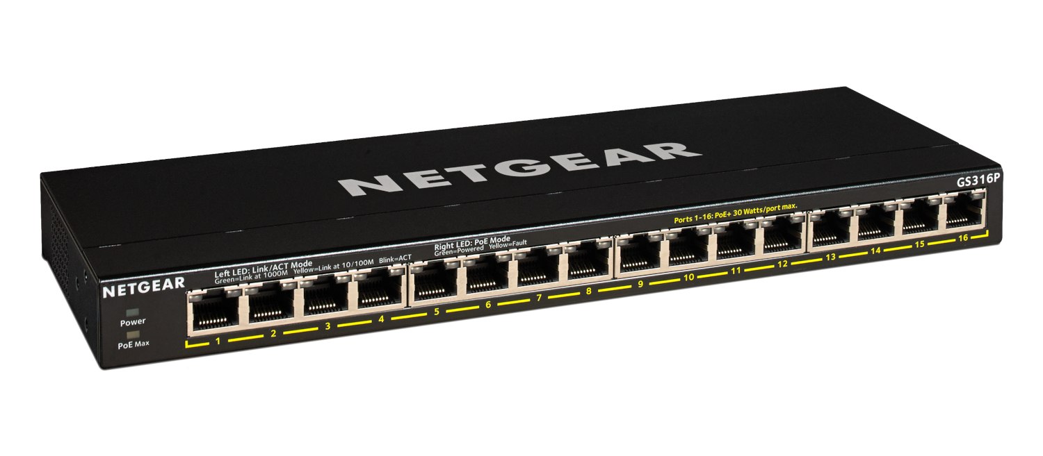 NETGEAR 16-Port Gigabit Ethernet Desktop Switch (GS316-100NAS