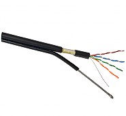 Kabel LAN z linką nośną F/UTP kat.5e UV ŻEL
