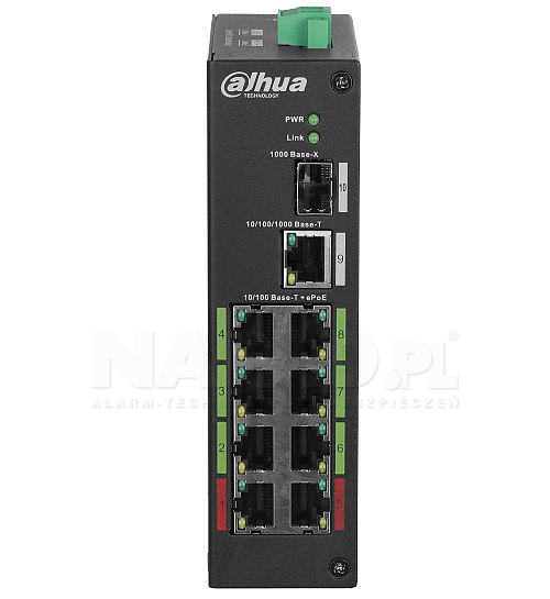 Switch ePoE, niezarządzalny, 8 portów ePoE Dahua LR2110-8ET-120