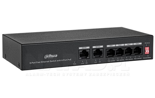 Switch PoE, niezarządzalny, 4 porty PoE Dahua PFS3006-4ET-36 