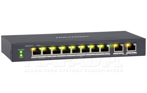 DS-3E1310HP-EI(B) - switch PoE 8-port + 2 RJ45