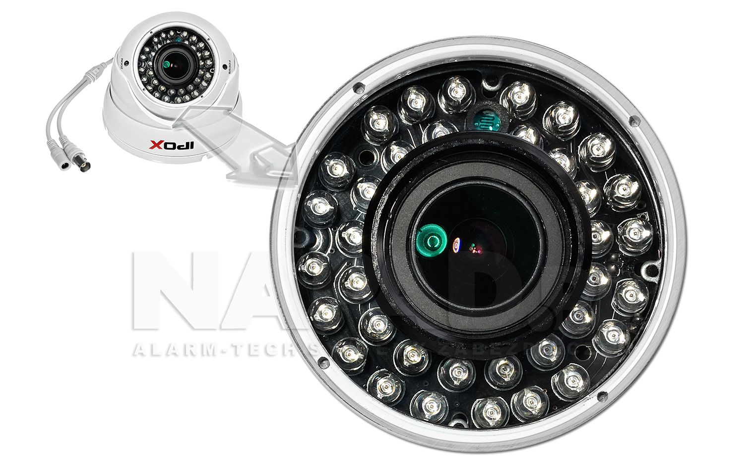 Wydajny oświetlacz podczerwieni w kamerze CV1036DV zapewnia możliwość rejestracji obrazu w nocy.