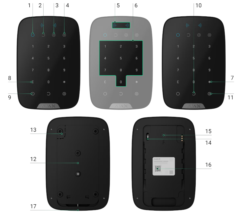 Budowa klawiatury KeyPad Plus G3 Jeweller