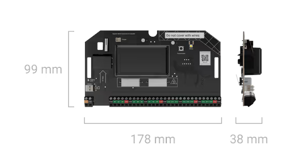 Wymiary modułu integracji MultiTransmitter G3 Jeweller (without casing) podane w mm.