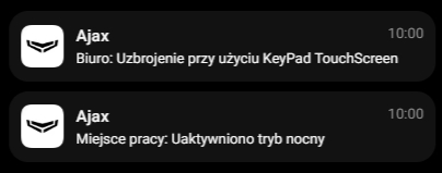 Szczegółowe powiadomienia w aplikacji