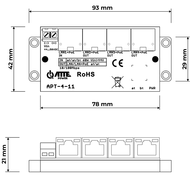 Wymiary switcha APT-4-11