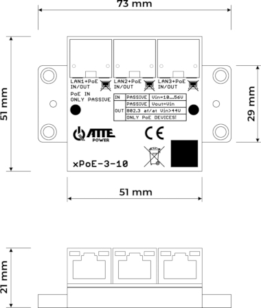 Wymiary switcha xPoE-3-10