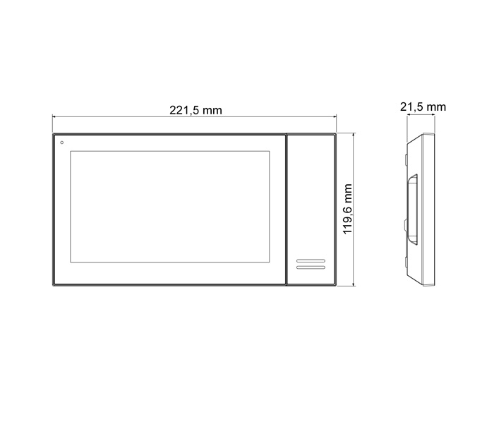 Zestaw KTP02 - wymiary monitora (mm).