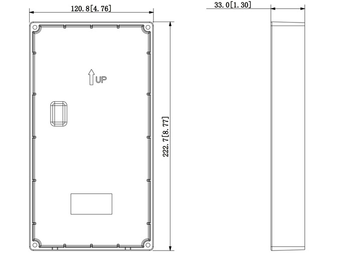 Wymiary puszki instalacyjnej VTM116-01.