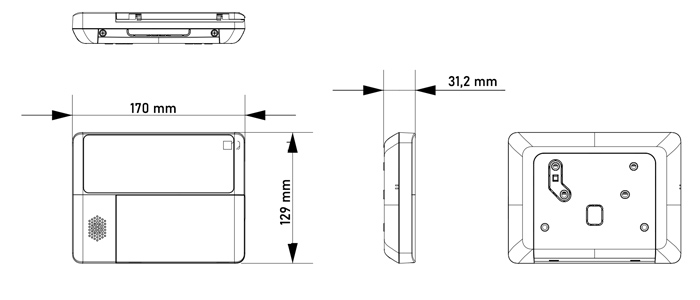 Wymiary klawiatury LCD Dahua (mm).