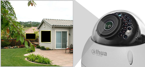 DH-HAC-HDBW2221EP-0360B - Przykładowe zastosowanie stref prywatności w kamerze Dahua.