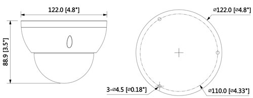 DH-IPC-HDBW2421RP-VFS - Wymiary kamery megapikselowej (mm [cale]).