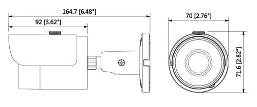 Wymiary kamery megapikselowej (mm [cale]).