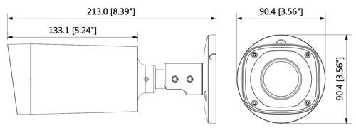 DH-IPC-HFW2231RP-VFS-IRE6 - Wymiary kamery megapikselowej (mm [cale]).