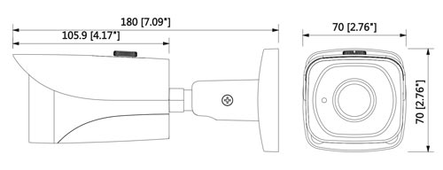 DH-IPC-HFW4231E-0360B - Wymiary kamery megapikselowej (mm [cale]).