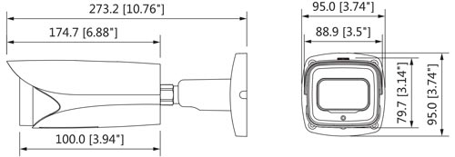 DH-IPC-HFW8630E-ZEH - Wymiary kamery megapikselowej (mm [cale]).
