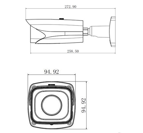 ITC217-PW1B-IRLZ - Wymiary kamery ANPR (mm).