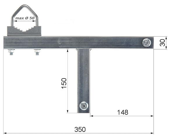 Wymiary  obejmy kominowej OK-50W13.