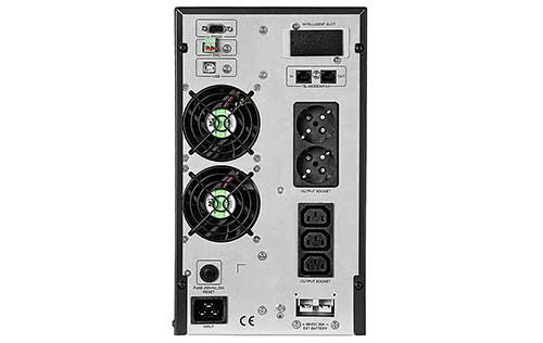 Gniazda zasilania w zasilaczu awaryjnym UPS3000-T-ON H