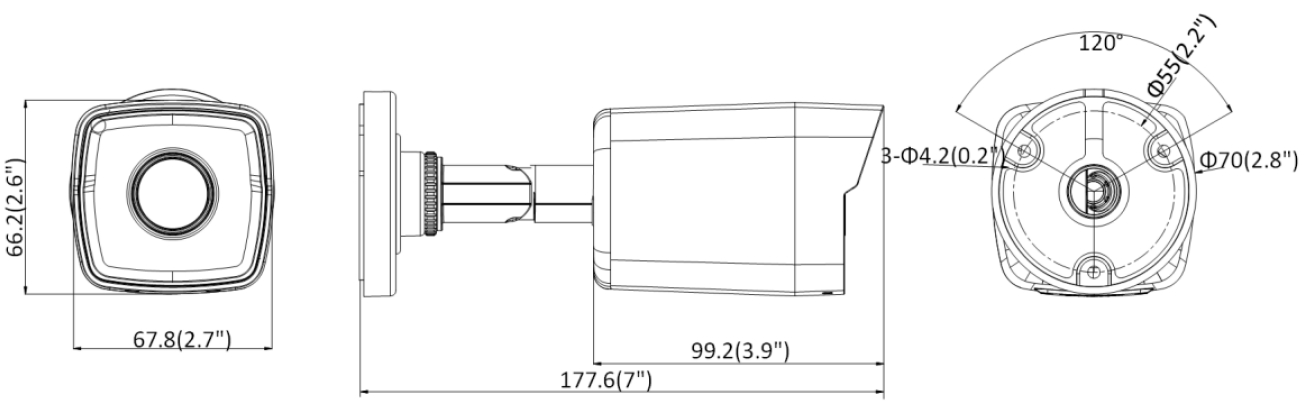 DS-2CD1043G0E-I - Wymiary kamery IP.