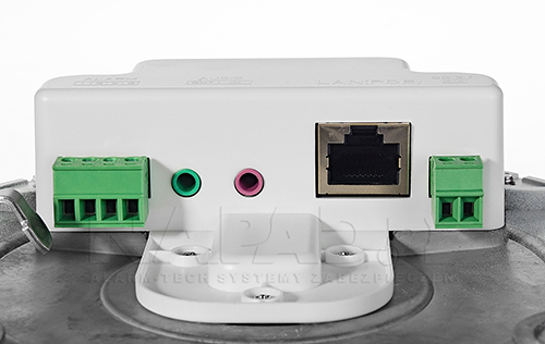 DS-2CD2685FWD-IZS - Złącza podłączeniowe występujące w kamerze sieciowej Hikvision.