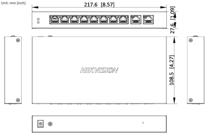Wymiary switcha Hikvision