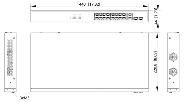Wymiary switcha Hikvision