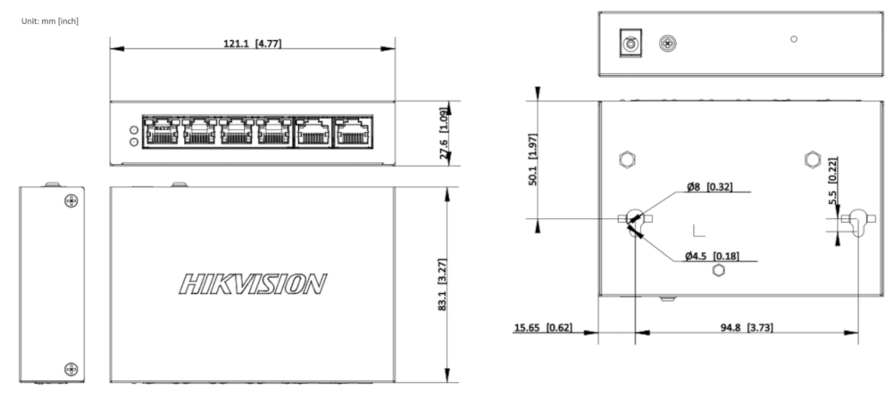 Wymiary switcha Hikvision