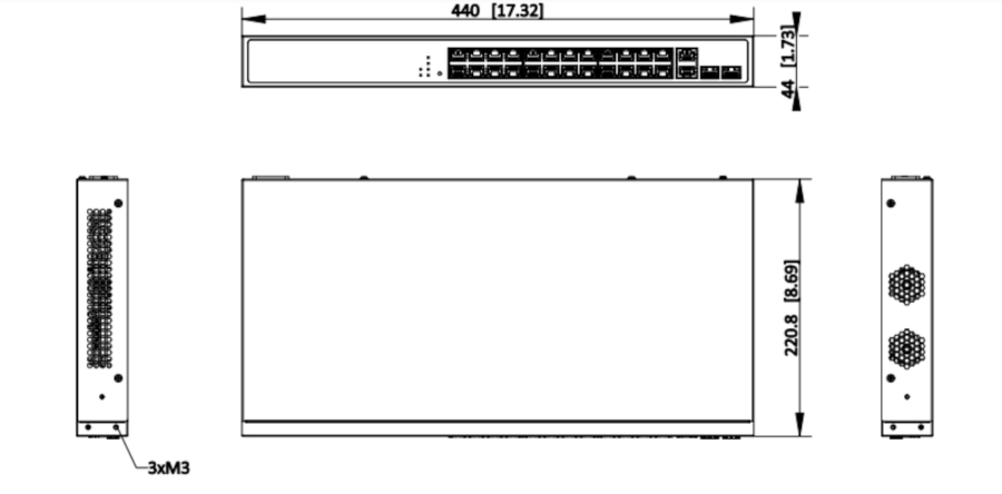 Wymiary switcha Hikvision