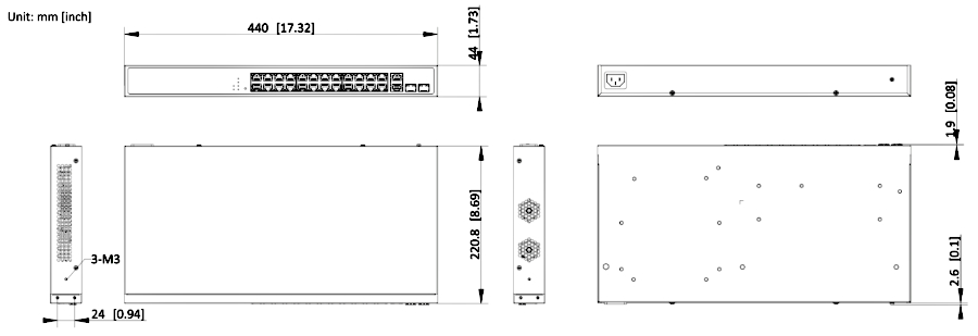 Wymiary switcha Hikvision
