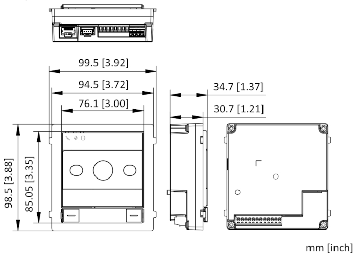 Wymiary panelu domofonowego DS-KD8005-IME1