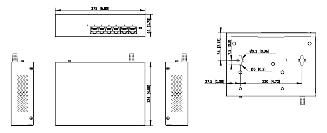 Wymiary switcha Hikvision