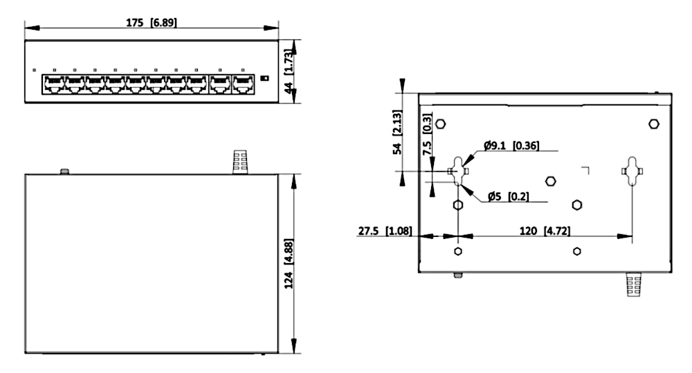 Wymiary switcha Hikvision