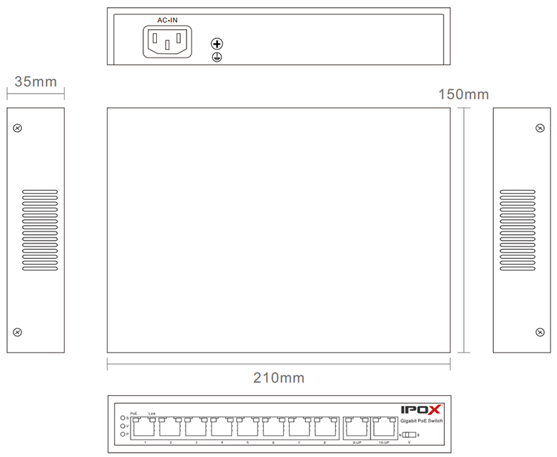 Wymiary PX-S10-P8-U2G-TP120HI