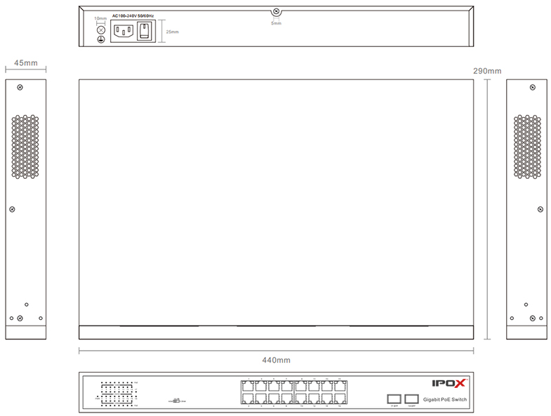 Wymiary PX-S18-P16G-U2F-TP300