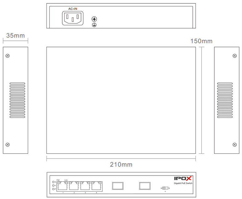 Wymiary PX-S6-P4G-U2G-TP65HI