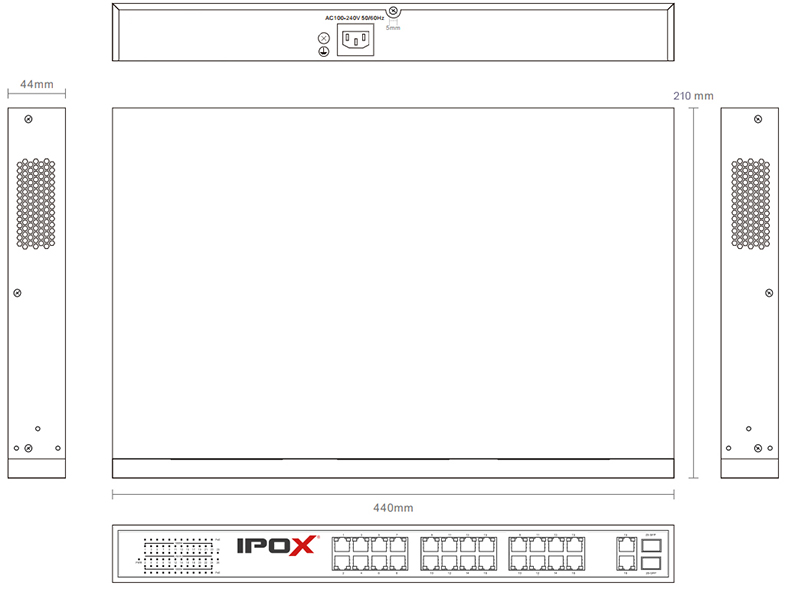 Wymiary PXM-S28-P24G-U2G2F-TP300