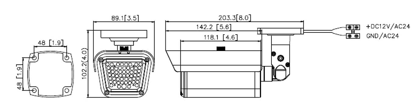 LIR-CA32-940 - Wymiary oświetlacza.