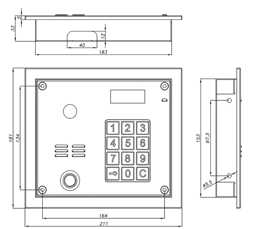 Wymiary - CP3103TP / CP3103R