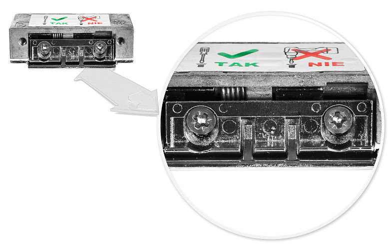 Elektrozaczep 1428RFT - regulacja języka zapadki.