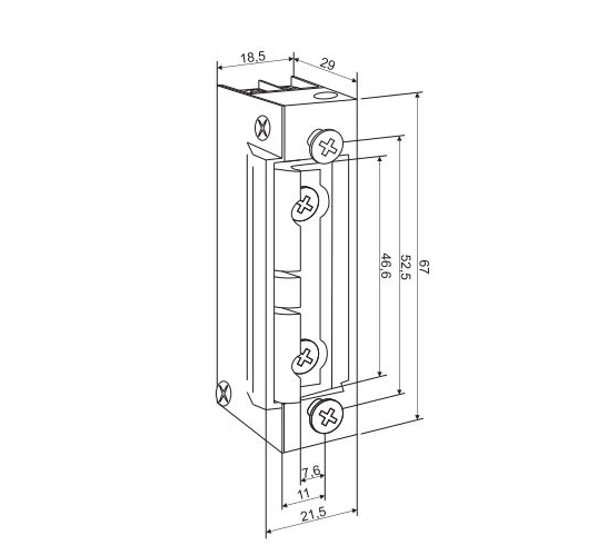 Wymiary elektrozaczepu 1428RFT