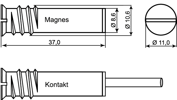 Wymiary czujnika magnetycznego MC-272.