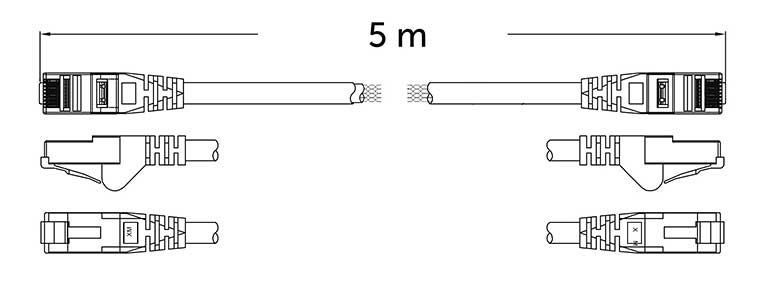 Wymiary patchcordu FTP 5m kategorii 5 E