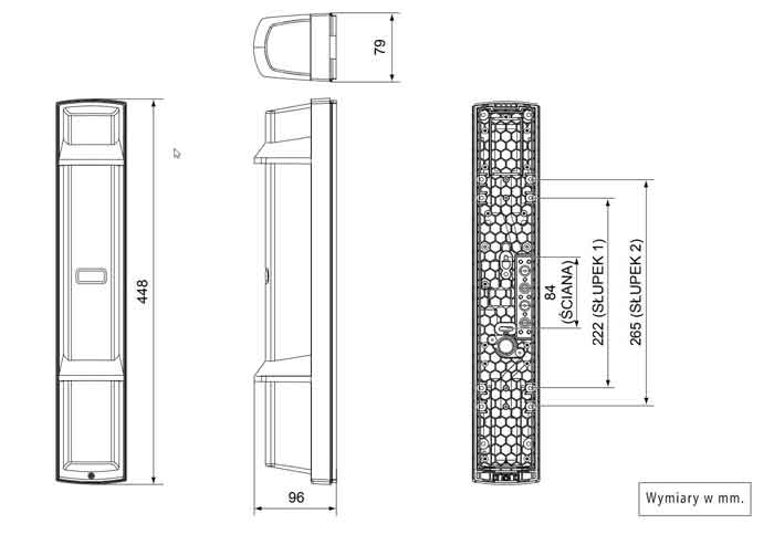 Wymiary bariery Optex SL-650QN