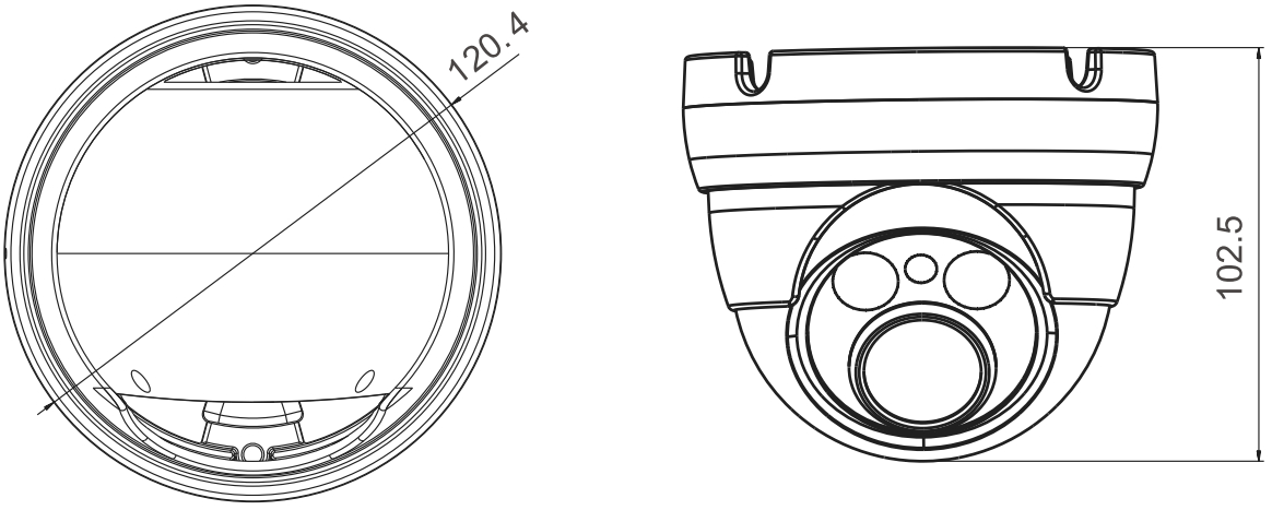 PX-DZI4002-P - Wymiary kamery podane w mm.