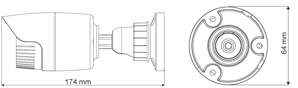 PX-TI3030-P - Wymiary kamery podane w mm.