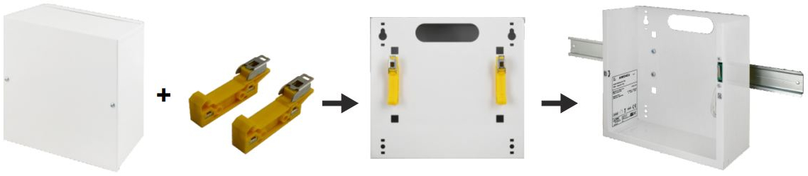 Schemat instalacji obudowy Pulsar na szynie DIN