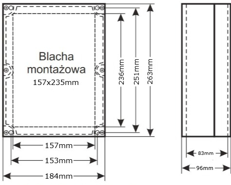 Obudowa AWO 604 - wymiary.
