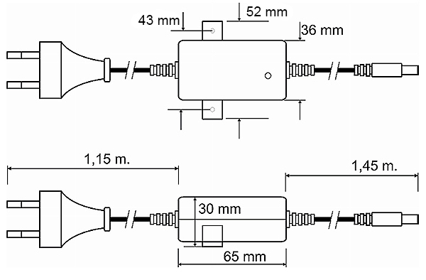 PSD12010 - Wymiary zasilacza impulsowego.